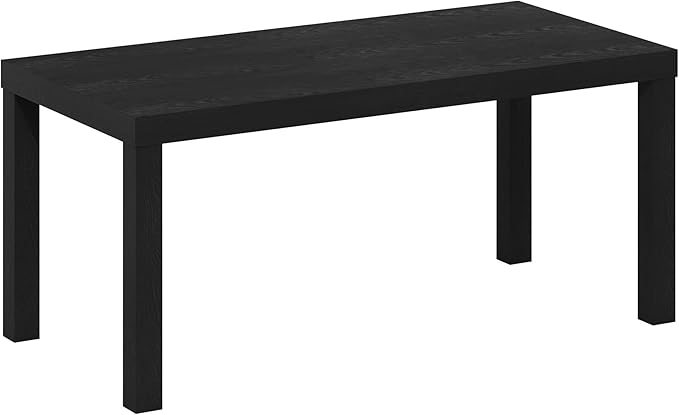 Furinno CLASSIC Coffee Table, Modern Rectangle Coffee Table with 1.8 Inch Thick Tabletop, Side Table for Living Room, Home Office, Black