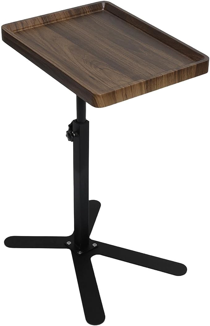 Simcat Adjustable Height Side Table TV Tray, C Shaped End Table, Couch Tables for Living Room, Bedroom, Corners and Office（Brown）