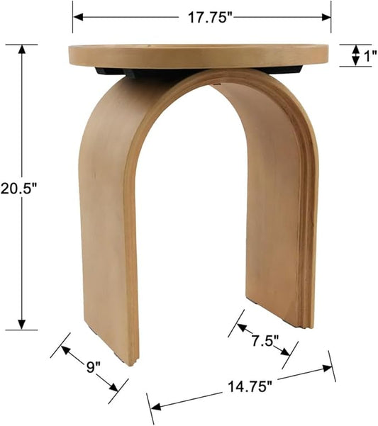 17.7”Wide Modern Side Table, Natural Wooden End Table, Round Accent Table for Small Spaces, Bedside, Couch Side, Narrow Nightstand for Living Room