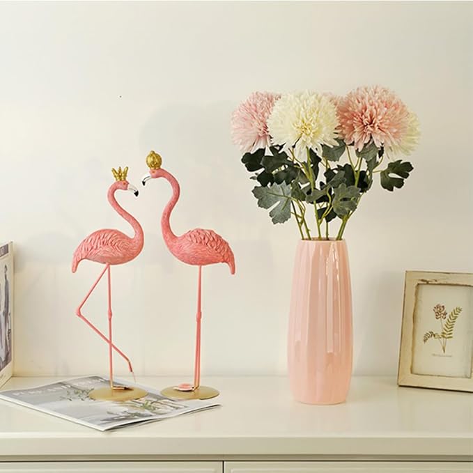 Pink Ceramic Vase 9.1 Inch - Glossy Minimalist Nordic Flower Vase for Home Decor, Perfect for Dried/Fresh Flowers, Wedding Centerpiece, Housewarming Gift for Christmas, Mother’s Day, Valentine’s Day