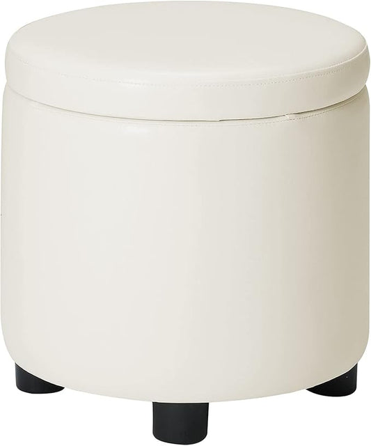 Designs4Comfort Round Accent Storage Ottoman with Reversible Tray Lid