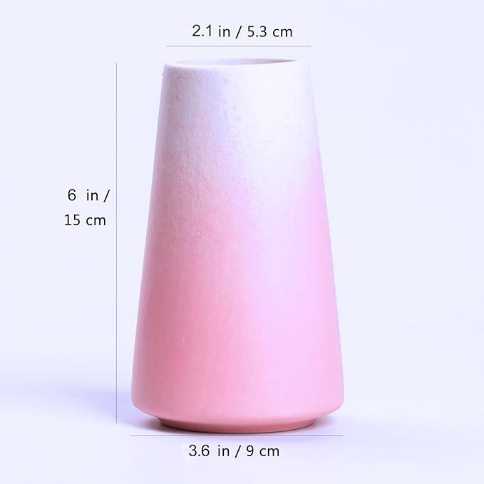 Pink Vase - 6" Pink Ceramic vase for Flower, Cute Modern Vases for Home Decor, Minimalist vases for Centerpieces, Living Room,Bedroom or Gift