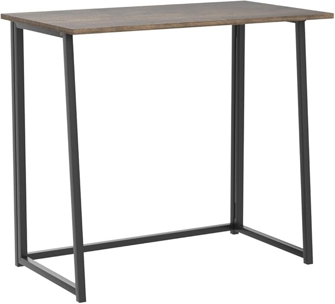 4NM 31.5" Small Folding Desk, Foldable Computer Home Office Desk, Study Writing Table for Small Space Saving Bedroom, Easy Assembly - Rustic Brown and Black