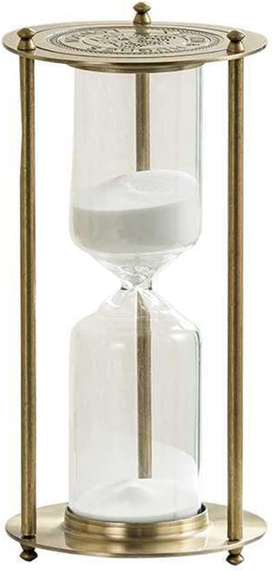 Embossed Golden Hourglass Timer - 15 Min, Desk Decor for Vintage & Office, Wedding Gifts (B)