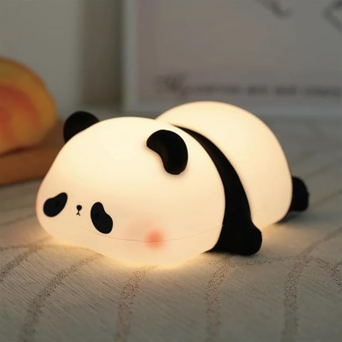 Cute Panda Night Light - Dimmable LED Squishy Night Lamp, Rechargeable Silicone Touch Light for Nursery, Toddler & Kids Room Decor, Safe Breastfeeding Nightlight, Cool for Boys & Girls
