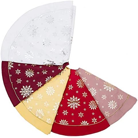 Flash World 48 Inch Large Christmas Tree Skirt Xmas Soft Cover Mat Decor Snowflake Collar Farmhouse Tree Skirt for Holiday Ornaments Party Home Indoor Decorations (White—Three Cotton Layer, 48INCH)