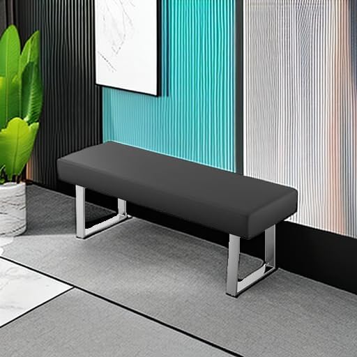 JIEXI Bedroom Bench Bed end upholstered Bench Indoor Corner Small Footstool with Metal Legs, for Kitchen entryway Dining Room and Living Room Window, Plant Bench