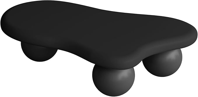 40" Irregular Cloud Coffee Table Asymmetrical Tea Table Low Center Tables with 3 Ball Legs for Living Room Office Apartment Modern Furniture Cream Black
