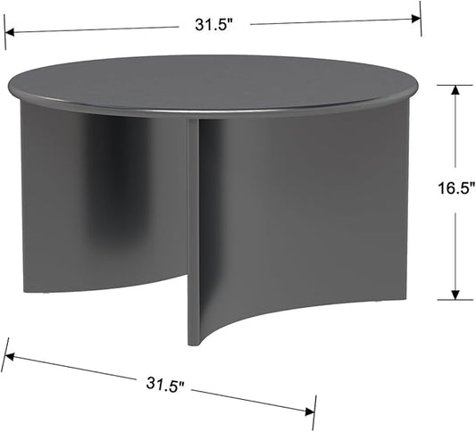 31.5" Mid Century Modern Coffee Table for Living Room, Round Table with Rubber Legs, Small Unique Cocktail Tea Table for Living Room Bedroom Apartment Small Space, Black