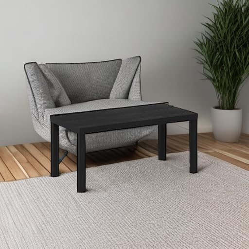 Furinno CLASSIC Coffee Table, Modern Rectangle Coffee Table with 1.8 Inch Thick Tabletop, Side Table for Living Room, Home Office, Black