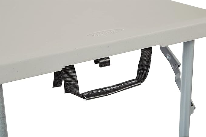 Office Star Resin Multipurpose Rectangle Table, 4-Feet Long, Height Adjustable, Center Folding Table, Light Gray