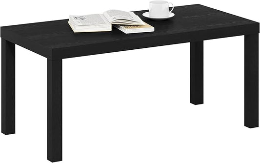 Furinno CLASSIC Coffee Table, Modern Rectangle Coffee Table with 1.8 Inch Thick Tabletop, Side Table for Living Room, Home Office, Black