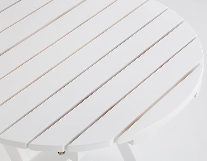 Outdoor Small Round Folding Side Table, Foldable Wooden End Tables for Indoor, Porch, Patio, Camping as Coffee Table or Plant Stand, White ﻿