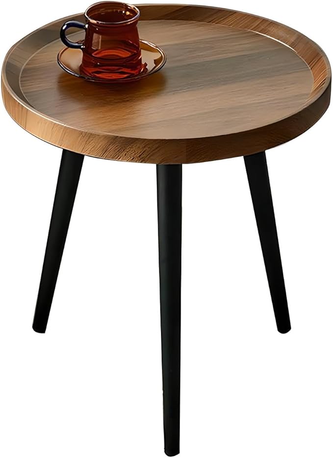 Jessie Small Round Coffee Tables,40x40x48cm Mid Century Modern Nesting Tables,Easy Assembly Circle Walnut Coffee Tables with Non-Slip Feet,Nesting Coffee Table for Living Room Balcony Yard