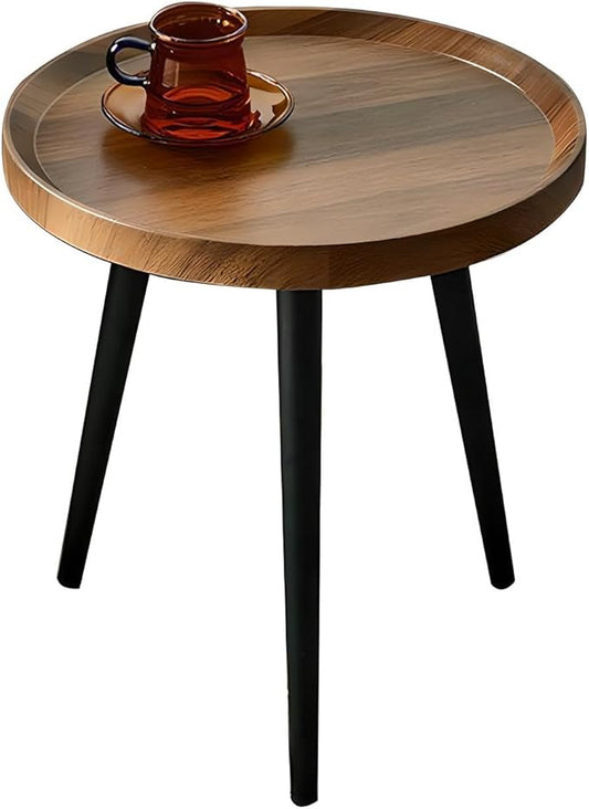 Jessie Small Round Coffee Tables,40x40x48cm Mid Century Modern Nesting Tables,Easy Assembly Circle Walnut Coffee Tables with Non-Slip Feet,Nesting Coffee Table for Living Room Balcony Yard
