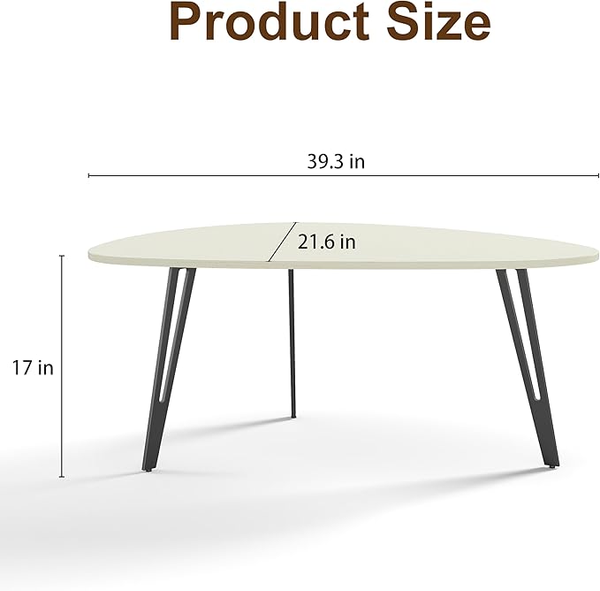 Manora Small Oval Coffee Table White, Modern Coffee Tables for Living Room, Office Coffee Table Small Space, Minimalist Center Table, Tea Table, Easy Assembly