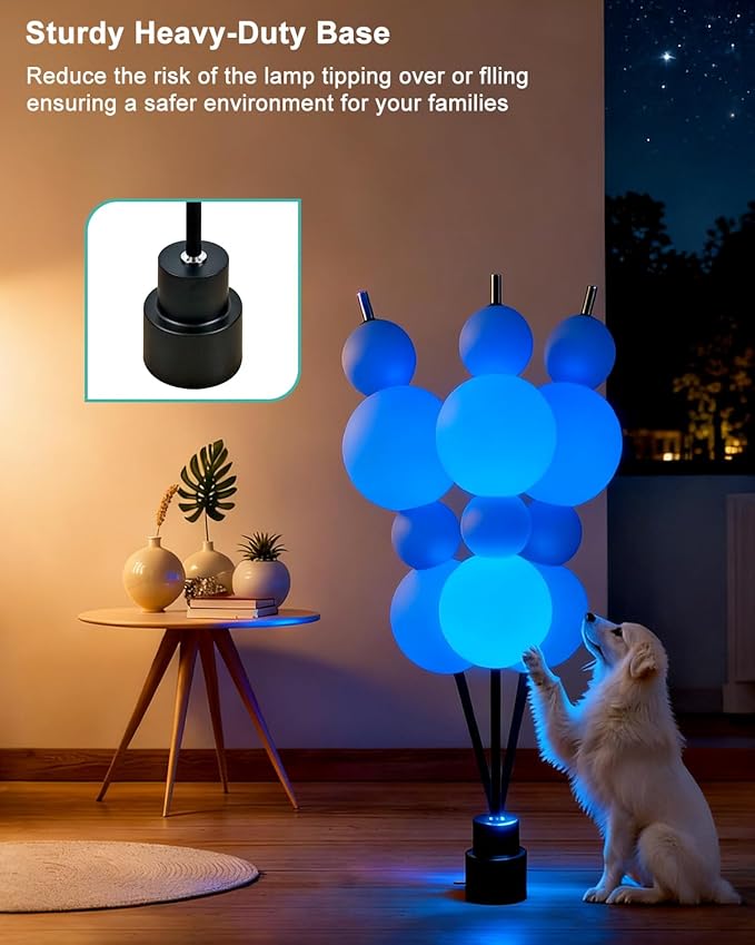 Lightdot RGB& 3000K Floor Lamp with Touch Control, Dimmable Colors Temperature & Brightness, Globe Modern Floor Lamp with Smart Bulb, Blue Standing Lamps for Living Room