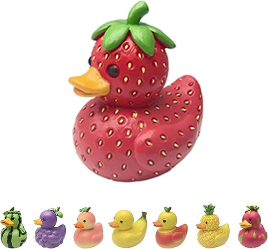 Whimsical Resin Shelf Sitter - 3 Inch Mini Decorative Sculpture for Office Desk Kitchen Living Room School - Creative Tabletop Ornament Gift with Exquisite Detailing (Strawberry)