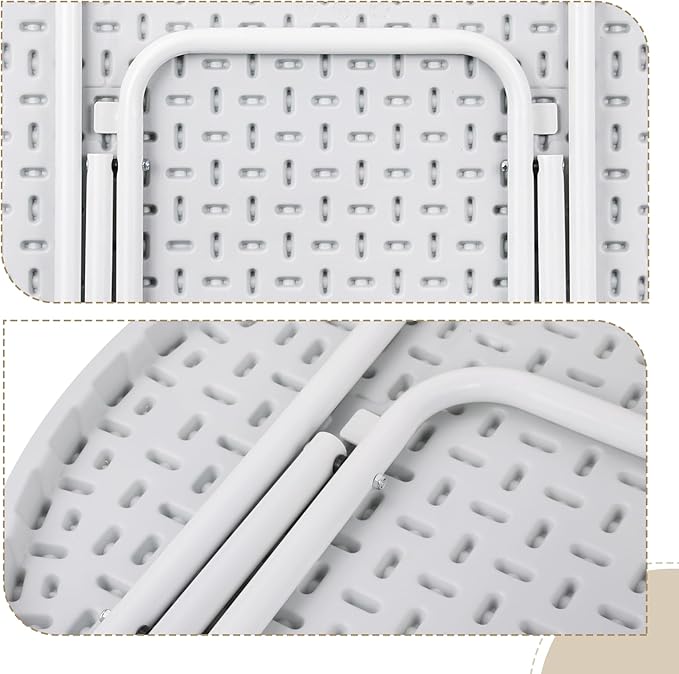 Athena Collection 2.6ft Plastic Folding Dining Table, Portable Round Card Table with Steel Legs for Indoor Outdoor, Foldable Heavy Duty for Camping Party, White