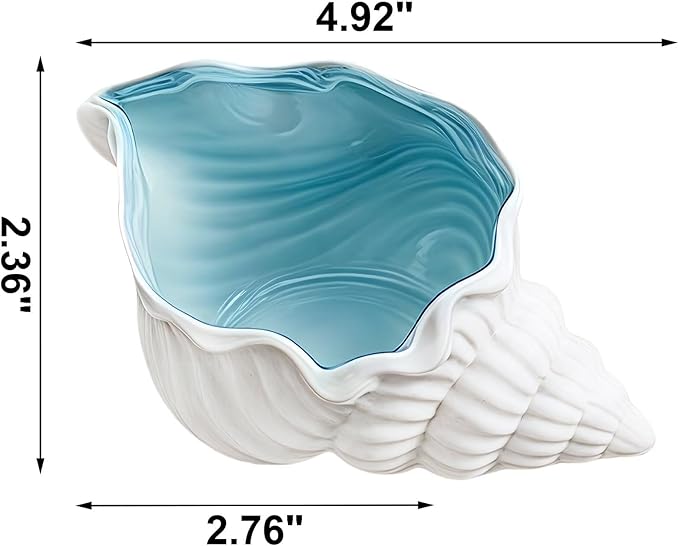Conch Shape Jewelry Dish Ceramic Holder Ring Trinket Tray, Ocean-themed Decorative Trinket Dish, Suitable for Mother Friend Sister, Gifts for Women, Home Decor Trinket Dish(Sea Blue)