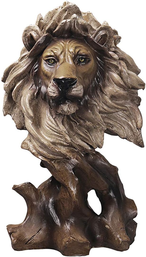 FUNSXBUG 11 Inch Resin Lion Statue Sculpture Animal Collectible Figurine Gift Idea Home Desktop Decoration