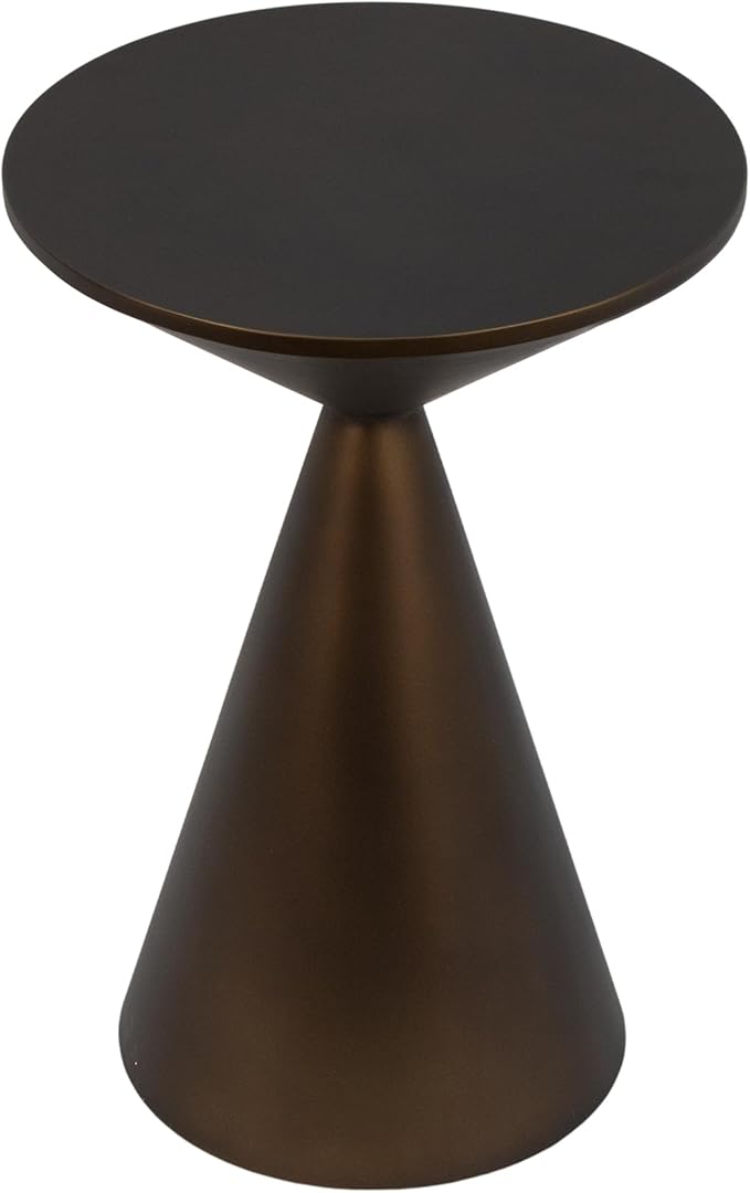 Small Drink Table, Round Martini Table, Drum End Table Side Table, Metal Accent Table,for Small Space Living Room, Bedroom, Brown