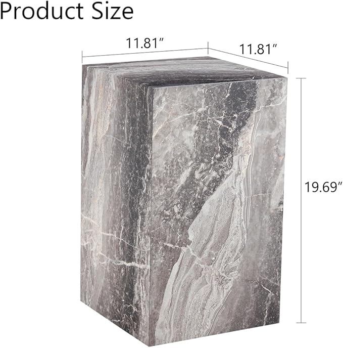 End Table Living Room Table, Faux Marble Sofa Couch Side Table, Bedside Nightstand for Small Spaces, Bedroom