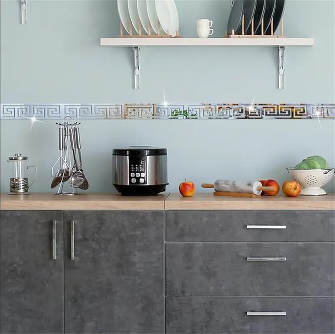 12 Pcs Geometric Shape Acrylic Wall Stickers Removable Adhesive Wall Mirror Decor for DIY Living Room Home Background (Silver)