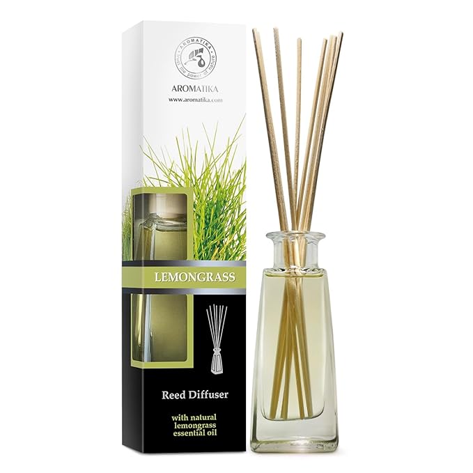 Lemongrass Oil Diffuser - Scented Reed Diffuser - Alcohol Free - Gift Set - Best for Aromatherapy - Room Air Freshener