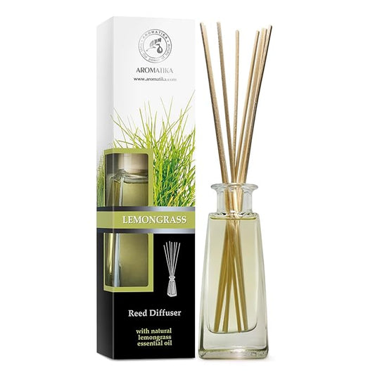 Lemongrass Oil Diffuser - Scented Reed Diffuser - Alcohol Free - Gift Set - Best for Aromatherapy - Room Air Freshener