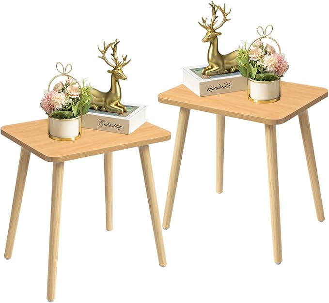 FORAOFUR End Tables Living Room Set of 2, Side Tables for Small Spaces, Modern Side Table Accent Tables with Wooden Legs for Living Room, Bedroom, Easy Assembly