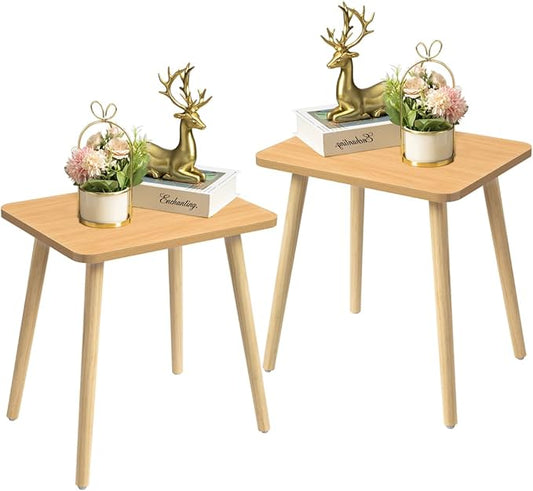 FORAOFUR End Tables Living Room Set of 2, Side Tables for Small Spaces, Modern Side Table Accent Tables with Wooden Legs for Living Room, Bedroom, Easy Assembly