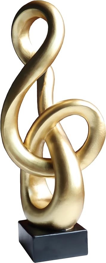 16" Modern Abstract Ribbon Decorative Sculpture, Knot Sculptures,Home Decor,Coffee Table Statues,Dining Living Room Desk Decor,Golden