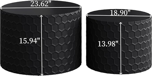 kevinplus Black Round Nesting Coffee Table Set of 2, Modern Circle Drum Coffee Table Side Table End Table for Living Room, Wood Circle Coffee Table Contemporary Coffee Table Set, No Assembly, Black