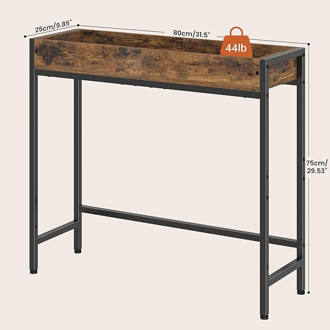 Narrow Console Table, 31.5" Entryway Table with Groove, Small Sofa Table for Hallway, Bedroom, Living Room, Foyer, Corridor, Office, Balcony, Rustic Brown