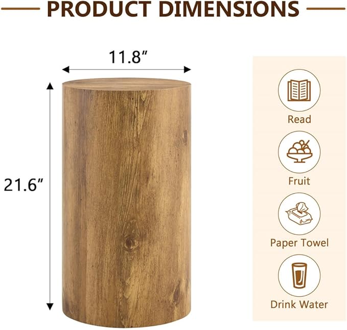 Round Side Table, End Table Living Room Table, Sofa Couch Bedside Table, Nightstand for Small Spaces, No Assembly Required - Ready to Use