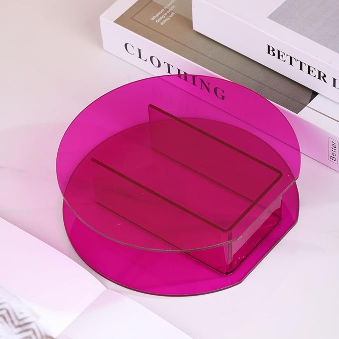 Purple Acrylic Vase Round for Modern Aesthetic Room Decor,Plastic Decorative Vase for Bedroom,Living Room Table - Hot Pink Acrylic Vase Decorative Centerpiece for Home or Wedding Office