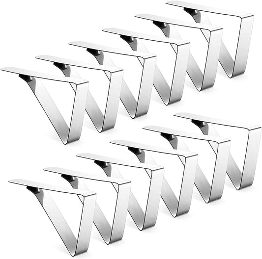 12 Pack Tablecloth Clips - Heavy Duty Picnic Table Clips, Stainless Steel Table Cloth Cover Clamps, Table Cloth Holders Ideal for Restaurant Picnics Marquees Weddings Graduation Party