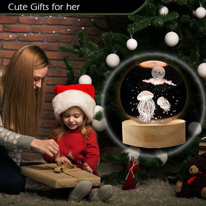 Jellyfish Lamp 3D Night Light, Small Home Decor Accents for Kids Room Decor for Boys Girls Brithday (16 Color, Remote Control)