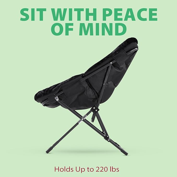 OAKHAM Comfy Chair for Adults, Soft Faux Fur Folding Lounge for Bedroom Living Room Dorm Rooms Flexible Reading Chair for Teens Kids, X-Large Foldable (Ottoman-Black)