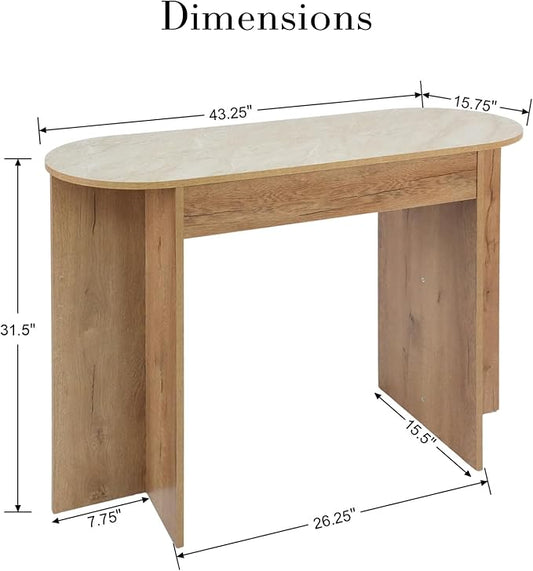 HEAH-YO Modern Console Table, Wooden Sofa Table with Narrow Countertop, 43.3" Entryway Tables for Hallway Entrance Living Room, Natural Color