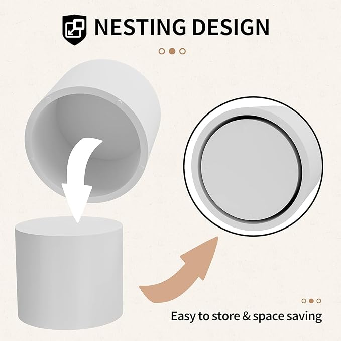 Small Coffee Table Nesting End Table Set of 2, Round Coffee Table Wood Side Table Circle Accent Tables for Small Spaces Living Room Bedroom Balcony Office, White