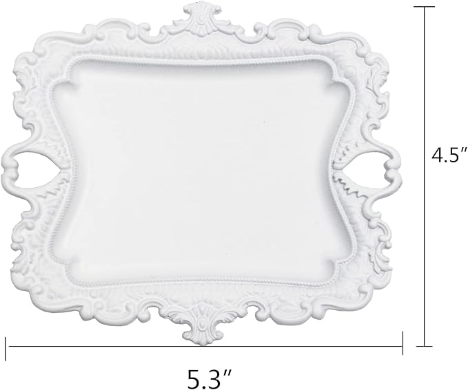 (2 PACK) Vintage Small White Ring Dish, Birthday & Wedding Gifts for Women，Wedding Ring Tray - White