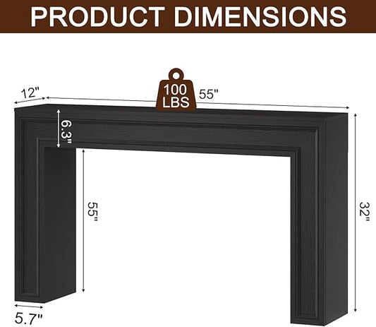 Rresyet 55 Inch Long Console Table, Sofa Table Behind Sofa, Entryway Table, Farmhouse Entryway Table for Entry, Hallway, Living Room (Black)
