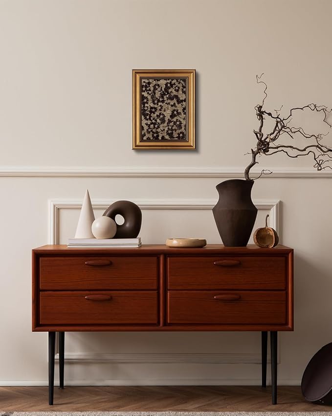 HUARCEY Gold Framed Vintage Wall Art for Living Room, Flowers Painting Prints Shelf Decor for Kitchen, Aesthetic Bedroom Wall Art, Christmas Gifts for Friends or Family (Crushed Flower - 8"x10")