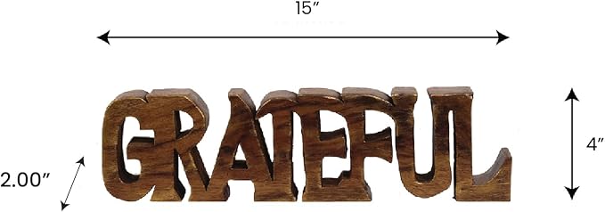 Decozen Gifts for Mom - Wooden Grateful Sculpture - Mother's Day Birthday Gifts, Home, Office, Living Room, Shelf, Fireplace, Farmhouse, Tabletop, Boho and Mantle Decor - Mothers Day Decorations