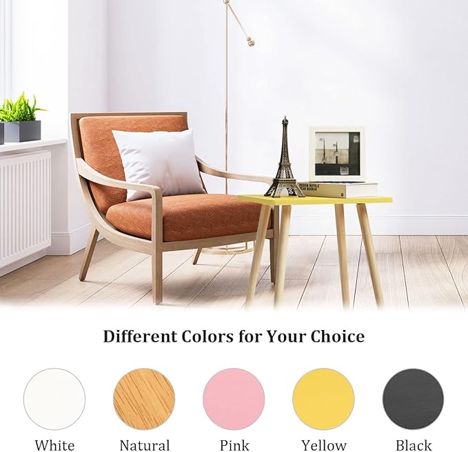 FORAOFUR Side Table, Small End Table Accent Living Room Bedroom Balcony Office, Modern Bedside Home Decor, Easy Assembly, (Yellow, 15.75D x 11.8W 16.54H in)