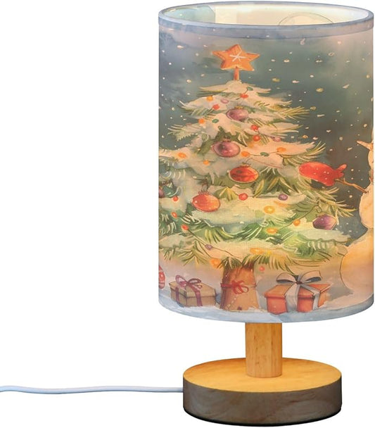 Bolaz Small Table Lamp for Bedroom Snowman Decorates Tree Table Lamp Nightstand Lamp for Livingroom Office Reading Working Table Desk