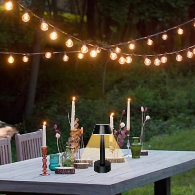 UMEXUS Cordless Small Table Lamps Rechargeable Battery Operated 3-Way Touch Dimmable Metal Portable Mini Lamp Bedside Night Light for Bar, Restaurant, Dinner, Outdoor, Home Decor Black