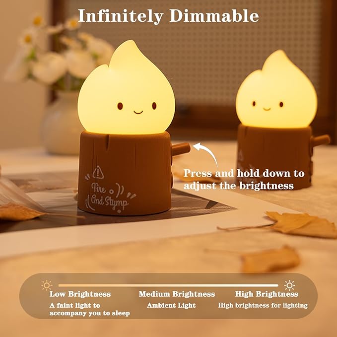 Cute Flameless Candles Lamp, Torch Stump Night Light, LED Tea Lights Candles Rechargeable Dimmable Timmer Lamp,Suitable for Kids lamp Bedroom,Outdoor,Camp,Gift (Tree Stump Fire)